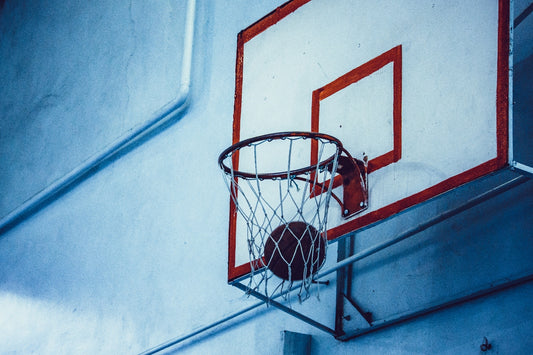 ball in basketball hoop